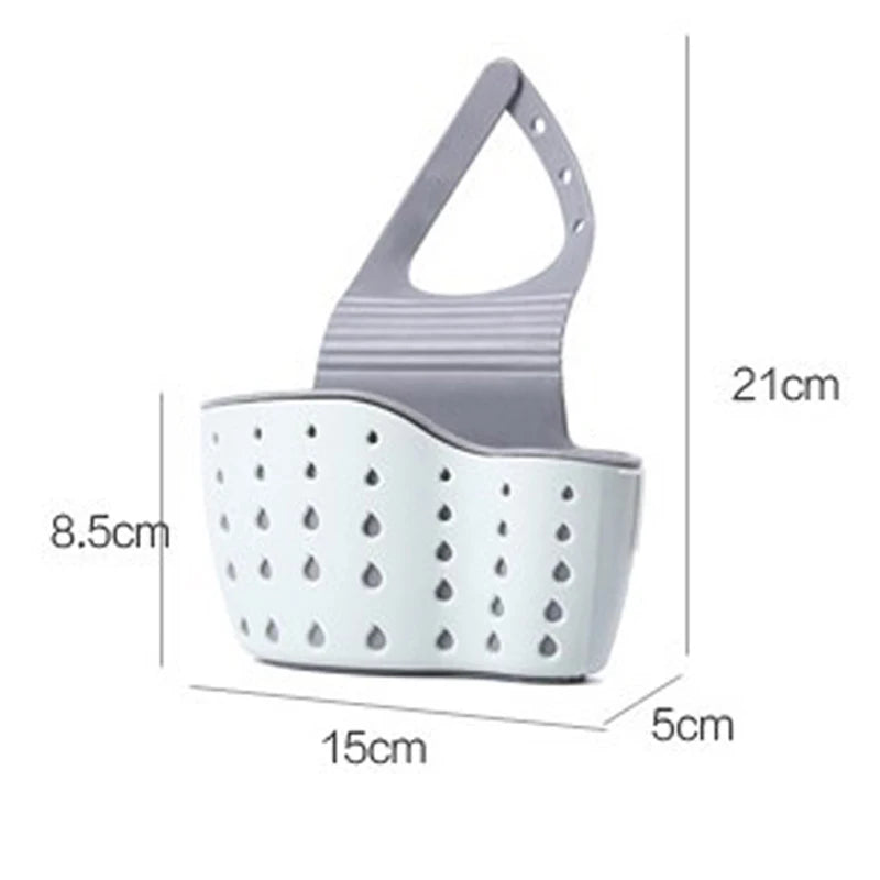 Adjustable Kitchen Sink Holder Faucet Hanging Soap & Sponge Organizer