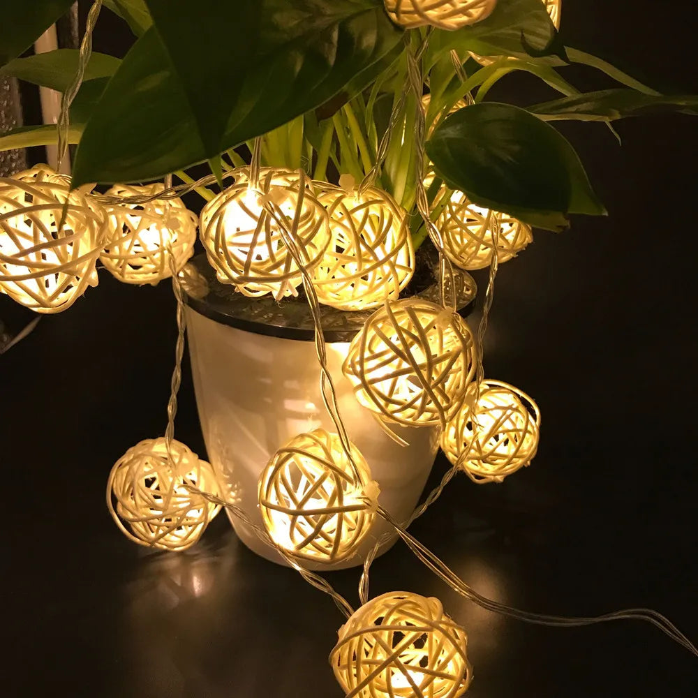 USB Rattan Ball Fairy Lights 20 LED String Lights