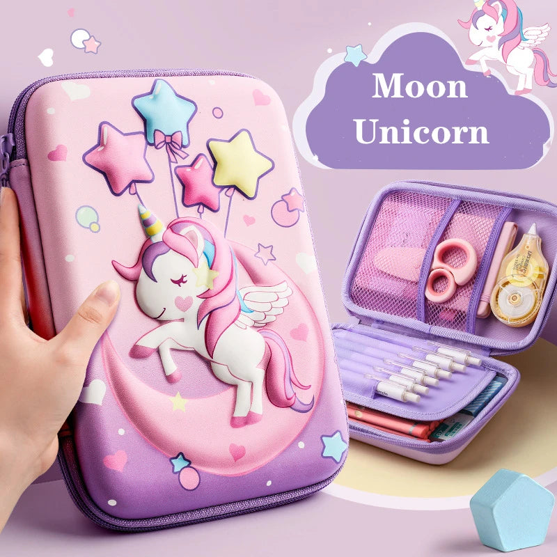 3D Unicorn Pencil Case Cute EVA Cartoon Stationery Box for Girls