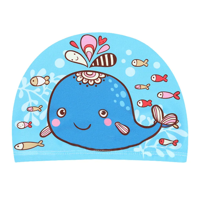 Kids Cartoon Swimming Cap Elastic Fabric Swim Hat