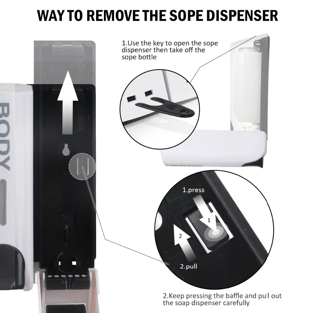 350ML Wall Mounted Soap Dispenser Shower Shampoo & Liquid Soap Container