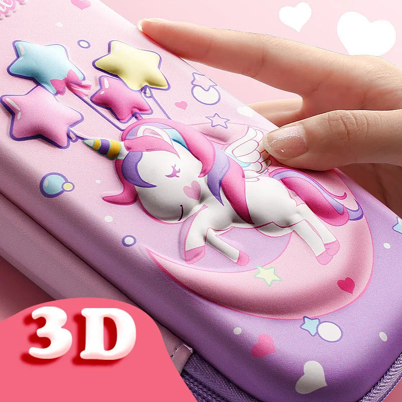 3D Unicorn Pencil Case Cute EVA Cartoon Stationery Box for Girls