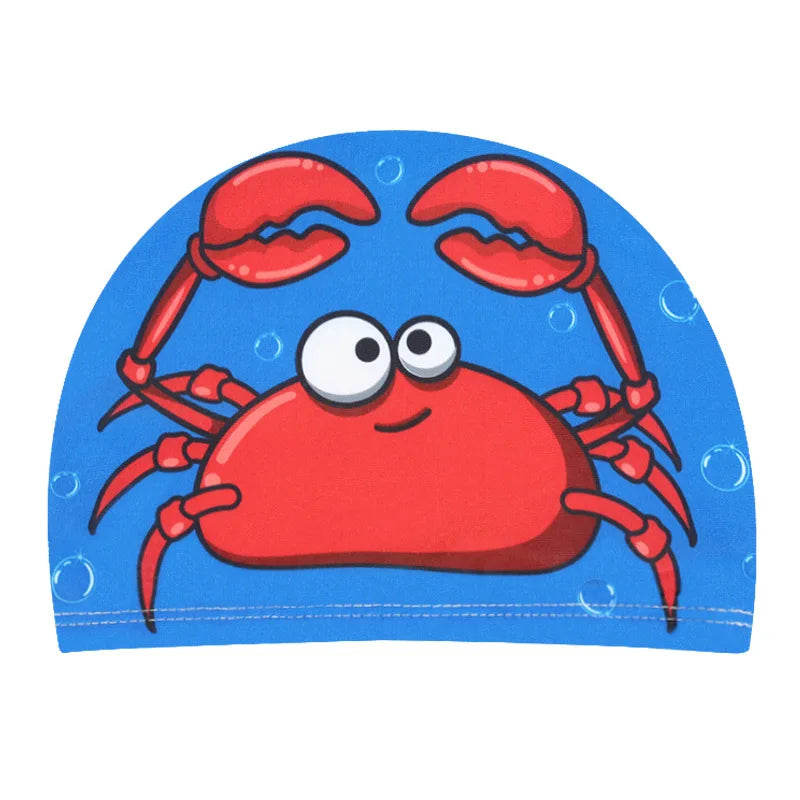 Kids Cartoon Swimming Cap Elastic Fabric Swim Hat