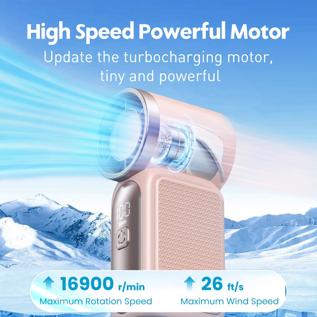 Mini Turbo Handheld Fan 3600mAh USB Rechargeable Portable Fan