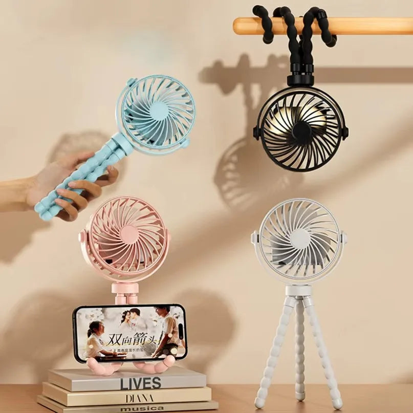 Multi-Functional Stroller Mini Fan USB Rechargeable Portable Fan