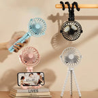 Multi-Functional Stroller Mini Fan USB Rechargeable Portable Fan