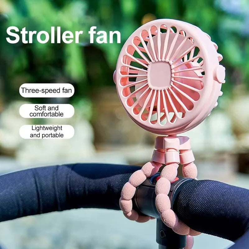 Multi-Functional Stroller Mini Fan USB Rechargeable Portable Fan