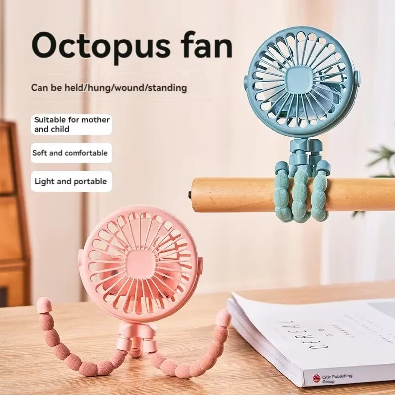 Portable PennyHaul multi-functional stroller mini fan with USB rechargeability, compact design, and adjustable airflow for on-the-go cooling.