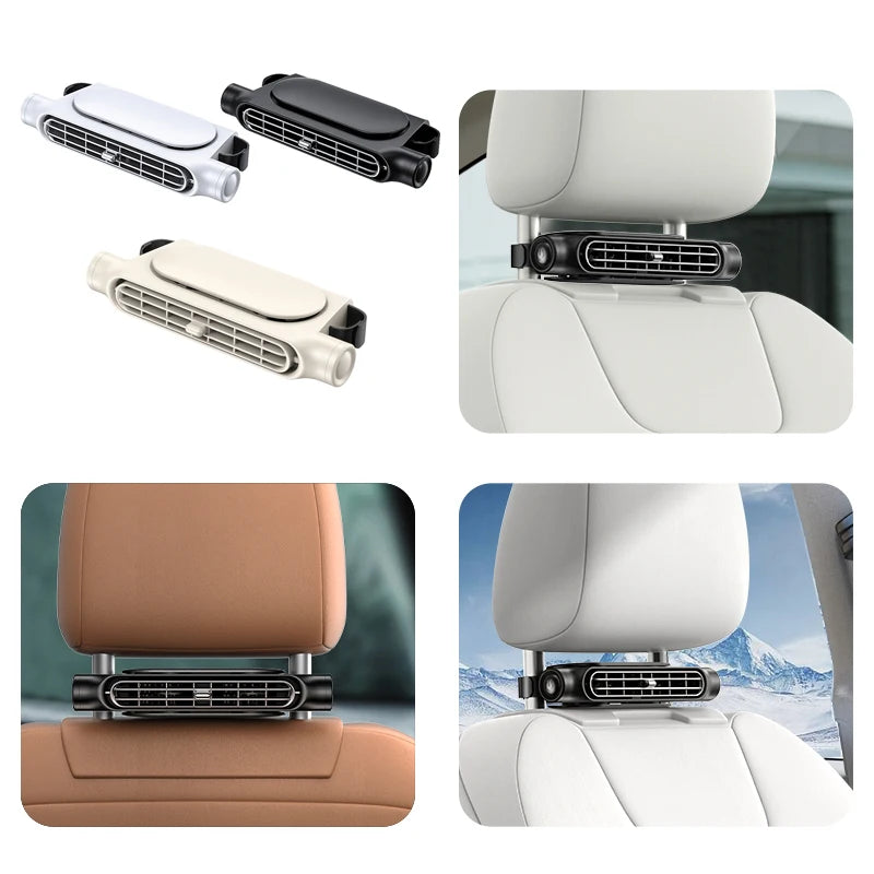 Portable PennyHaul car seat cooling fan with USB backrest air cooler, compact and lightweight for in-vehicle comfort.