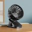 Portable PennyHaul rechargeable clip fan with 360° rotation, night light, and 3-speed USB control, shown clipped to a surface.