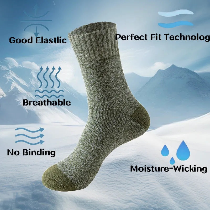 5 Pairs Merino Wool Thermal Socks Men Thick Warm Hiking Winter