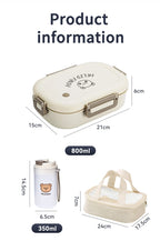 WORTHBUY 800ML Lunch Box Removable 3 Compartment Microwave Bento Box