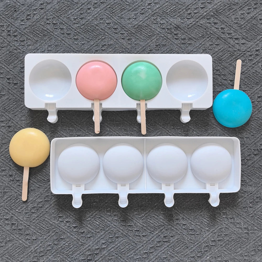 4 Hole Silicone Ice Cream Mold – Semi-Circular DIY Ice Cream Tray Maker Secondary image