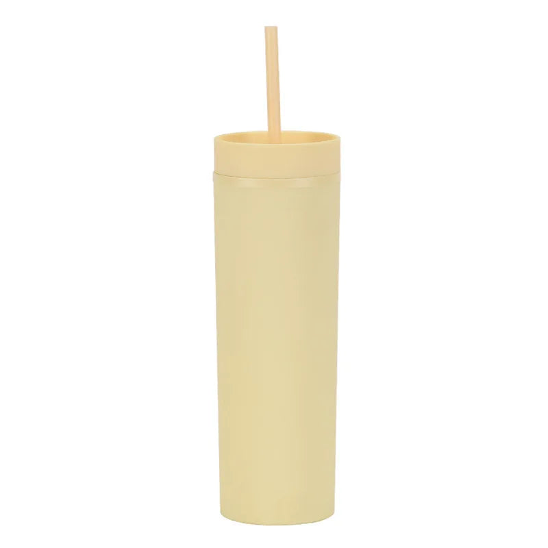 Double Wall Skinny Tumbler 473ml/480ml Cup with Straw & Lid