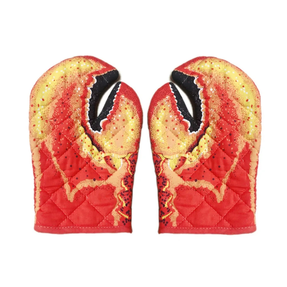 Lobster Claw Oven Mitts – Long Heat-Resistant Cotton Baking Gloves
