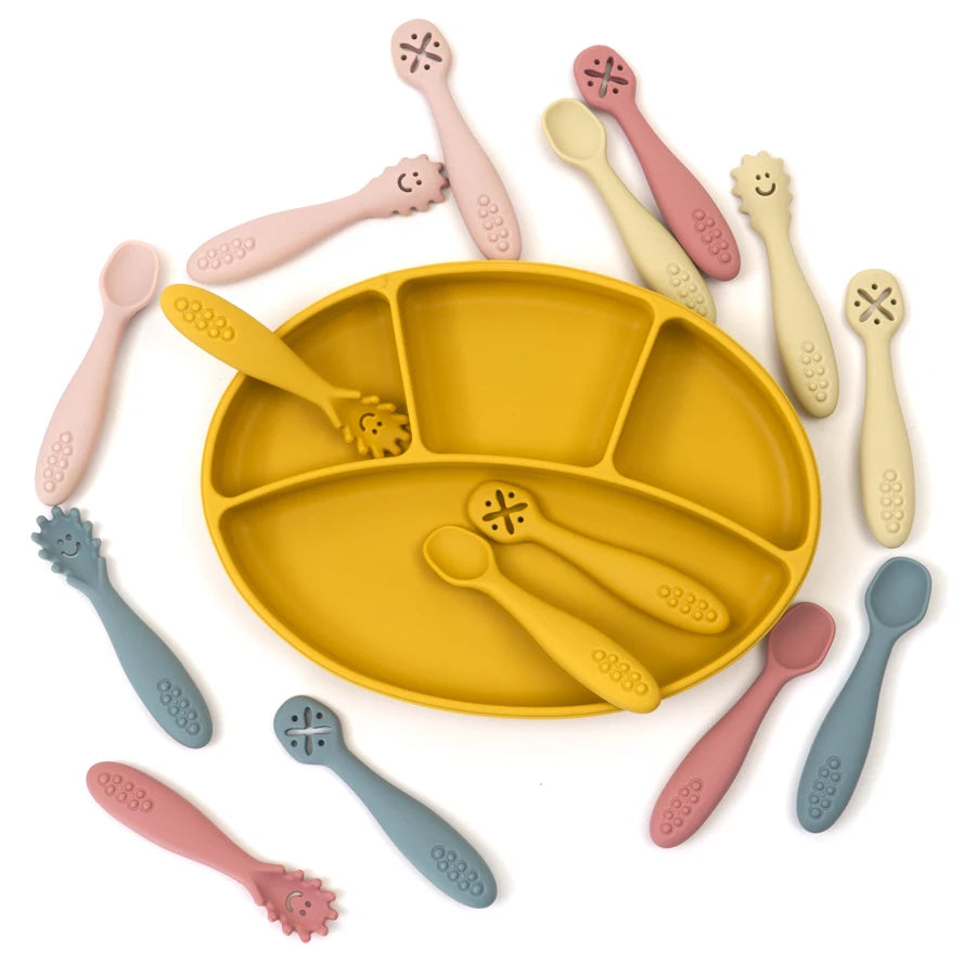 3PCS Baby Learning Spoon Set Soft Feeding Spoons for Toddlers