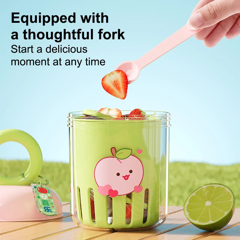 UFORU Dopamine Fruit Cup Portable Leak Proof Yogurt Cup with Fork
