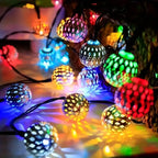 Solar Moroccan Ball String Lights Outdoor Fairy Decor