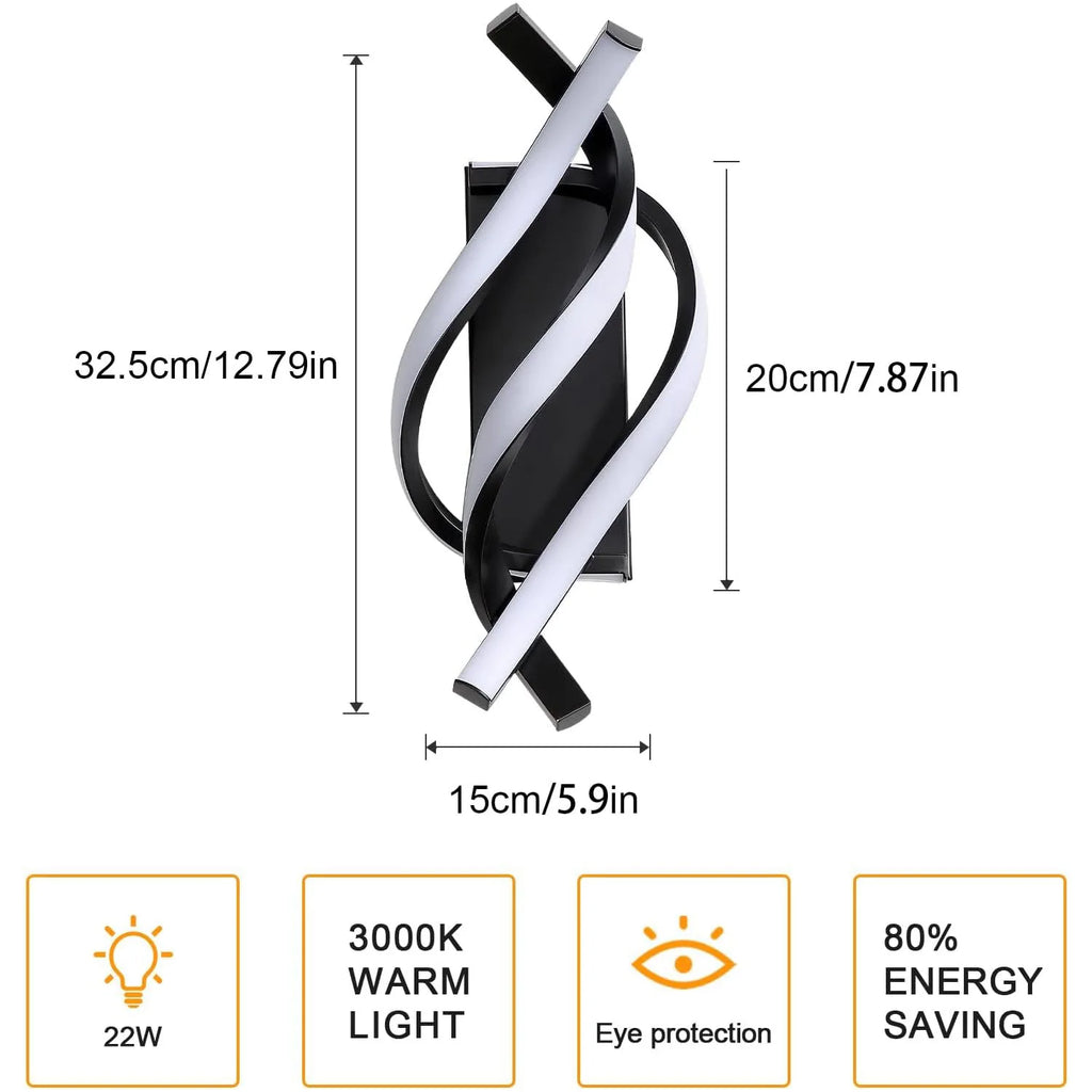 22W Minimalist LED Wall Light 2500LM Living Room Lamp