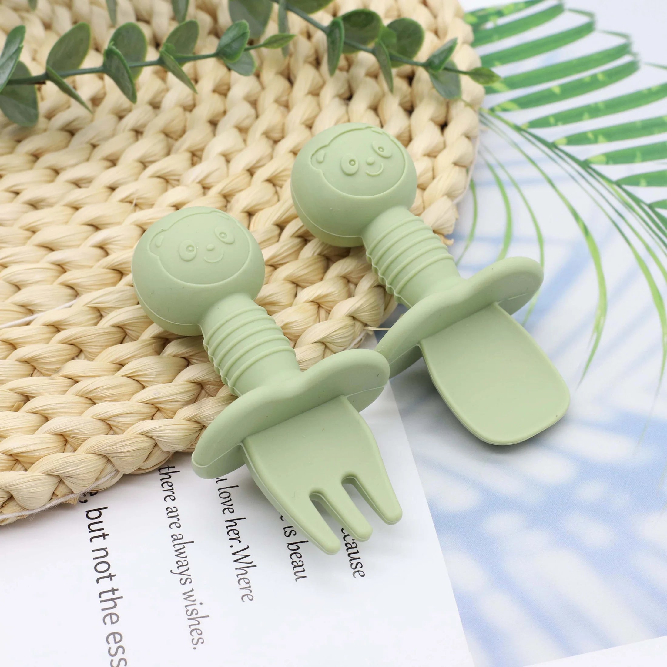 Little Bear Baby Spoon & Fork Set Easy Grip Feeding Utensils