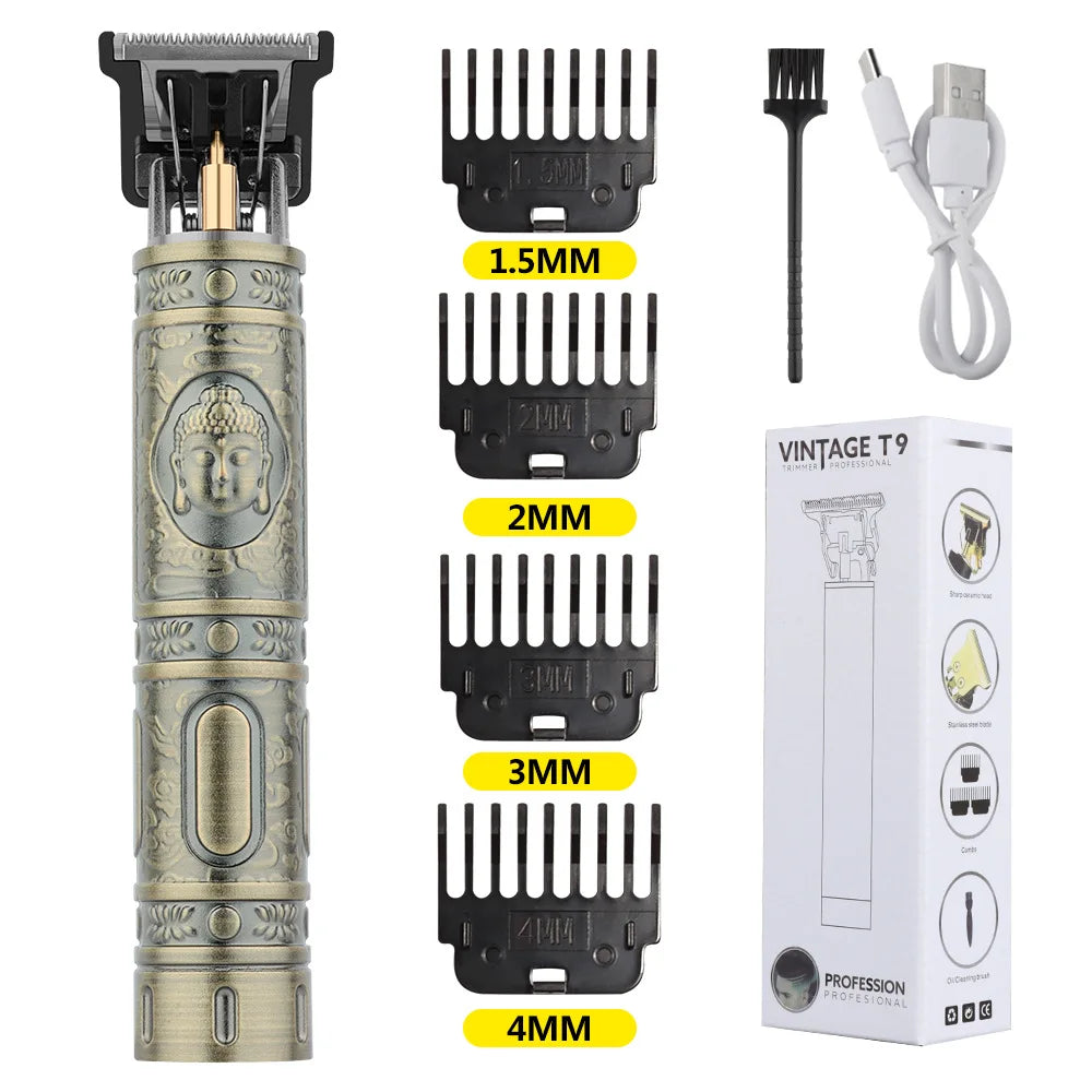 Retro T9 Hair Clipper Cordless Trimmer USB Recharge Barber Shaver Pro