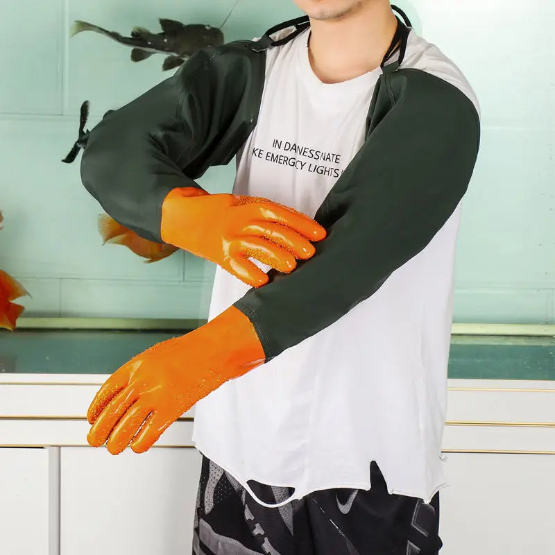 Waterproof Rubber Gloves Oil Proof Long Work Gloves