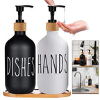 Black Dish Soap Dispenser Set Refillable Kitchen Sink Soap & Detergent Bottles