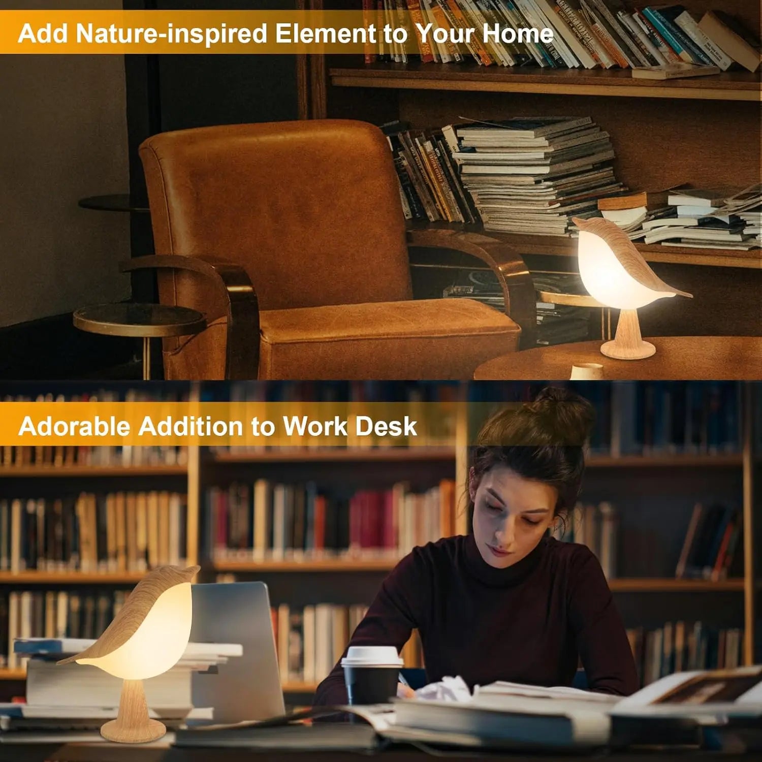 LED Touch Control Bird Lamp Rechargeable Bedside Light