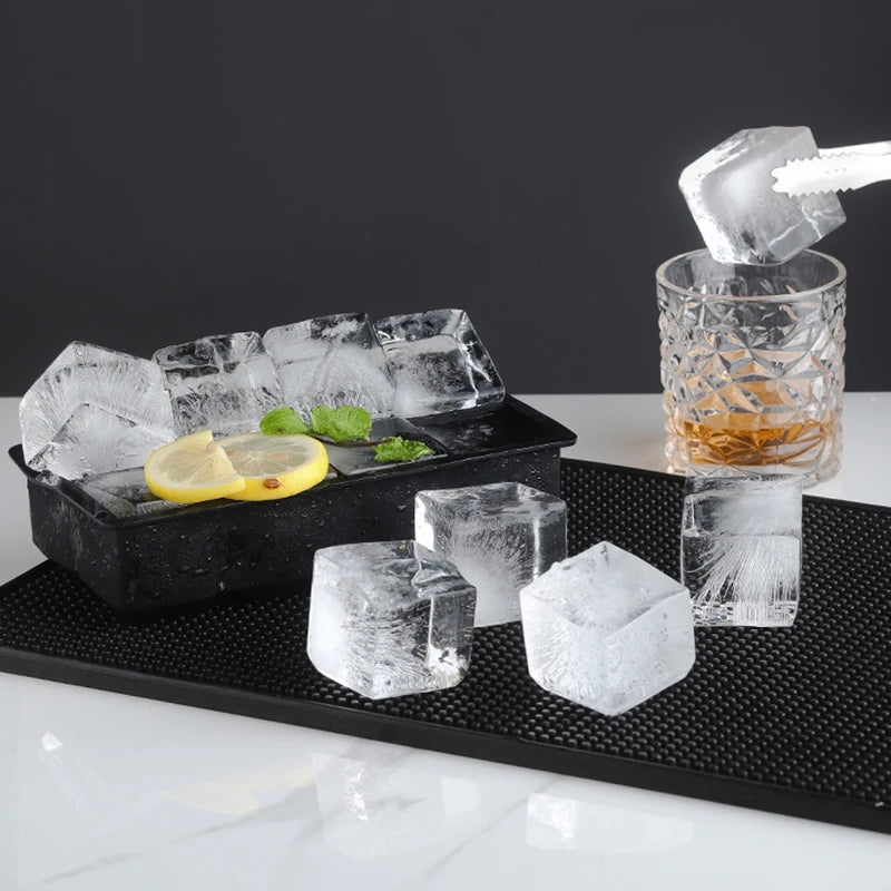 Large Silicone Ice Cube Tray Jumbo Square Ice Maker Mold (4/6/8/15 Grid)