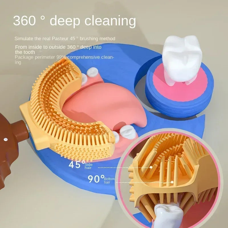 360° U Shape Baby Toothbrush Soft Silicone Infant Teether Brush