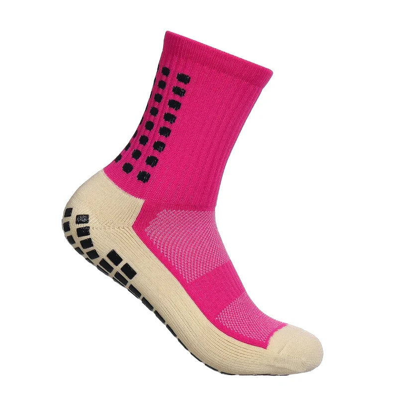 Men Non Slip Grip Football Socks Mid Calf Anti Slip Sports Running