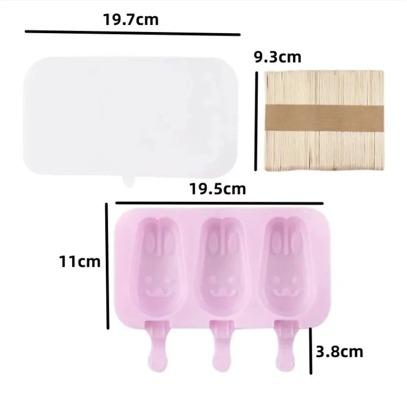 Cartoon Silicone Ice Cream Mold with Lid – DIY Homemade Popsicle Maker