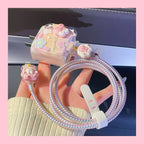 3D Pink Flower iPhone Charger Cover 18W/20W