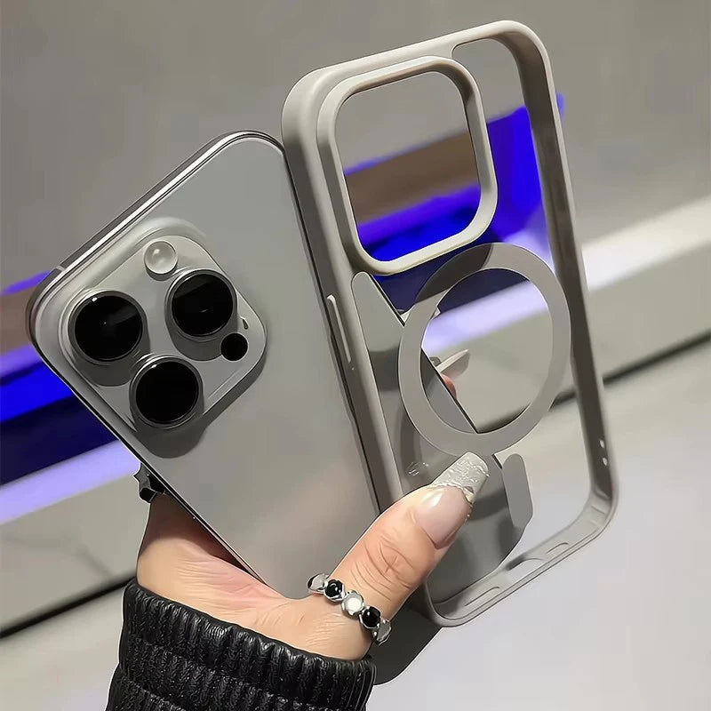 Natural Titanium MagSafe Case for iPhone 11 12 13 14 15 16 Pro Max