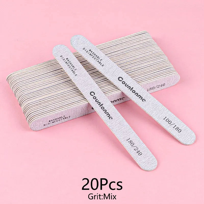 Wooden Nail File Set 100/180 Grit Manicure Pedicure Buffer
