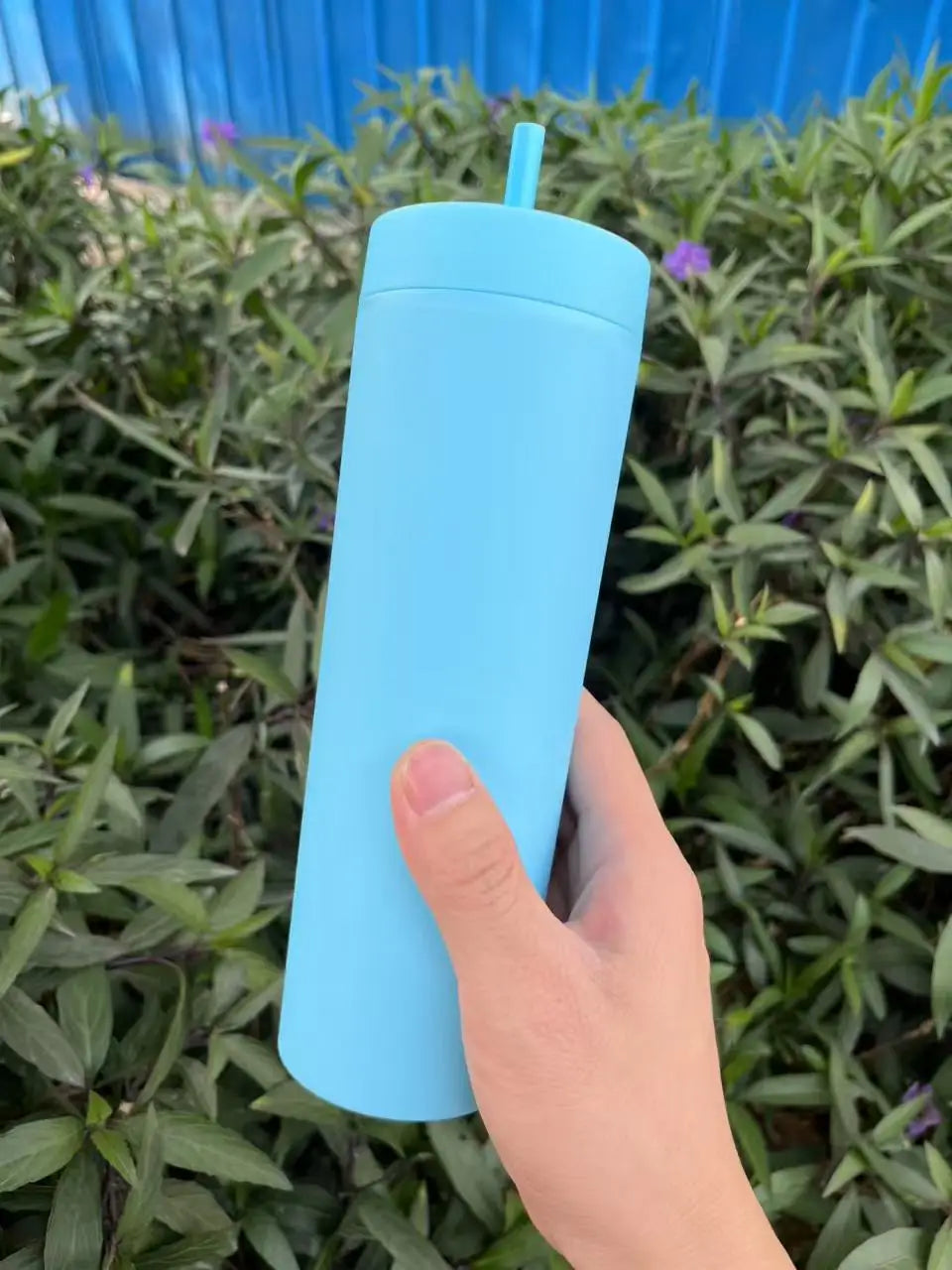 Double Wall Skinny Tumbler 473ml/480ml Cup with Straw & Lid