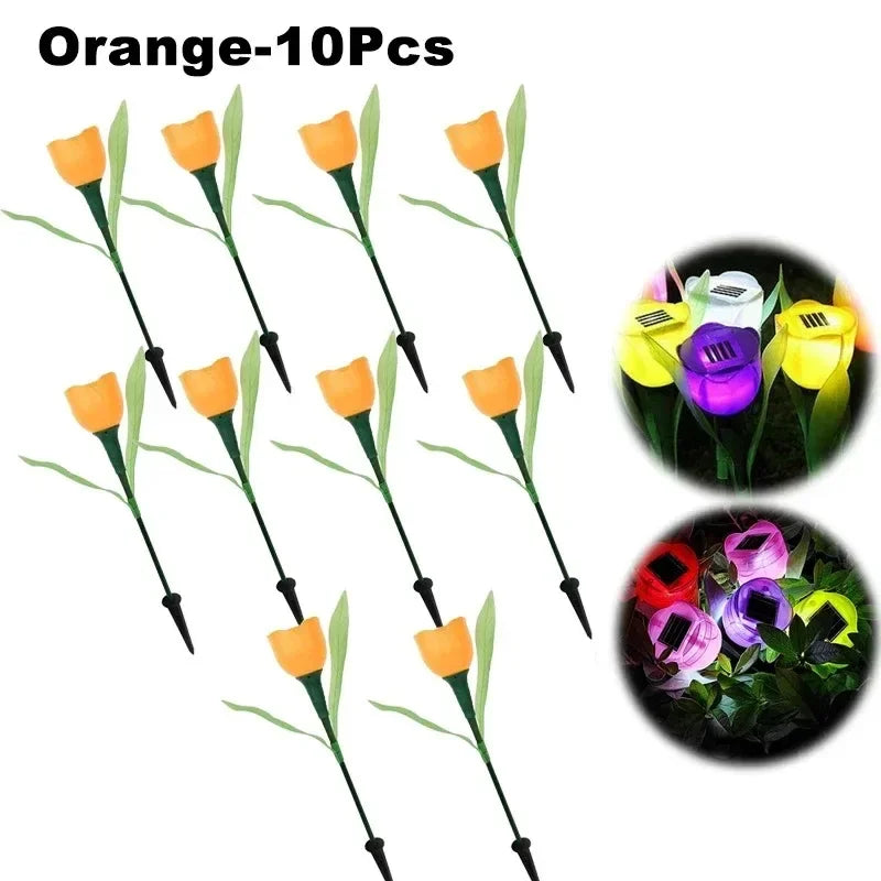 Solar Tulip Rose Flower Lights for Waterproof Garden Decor