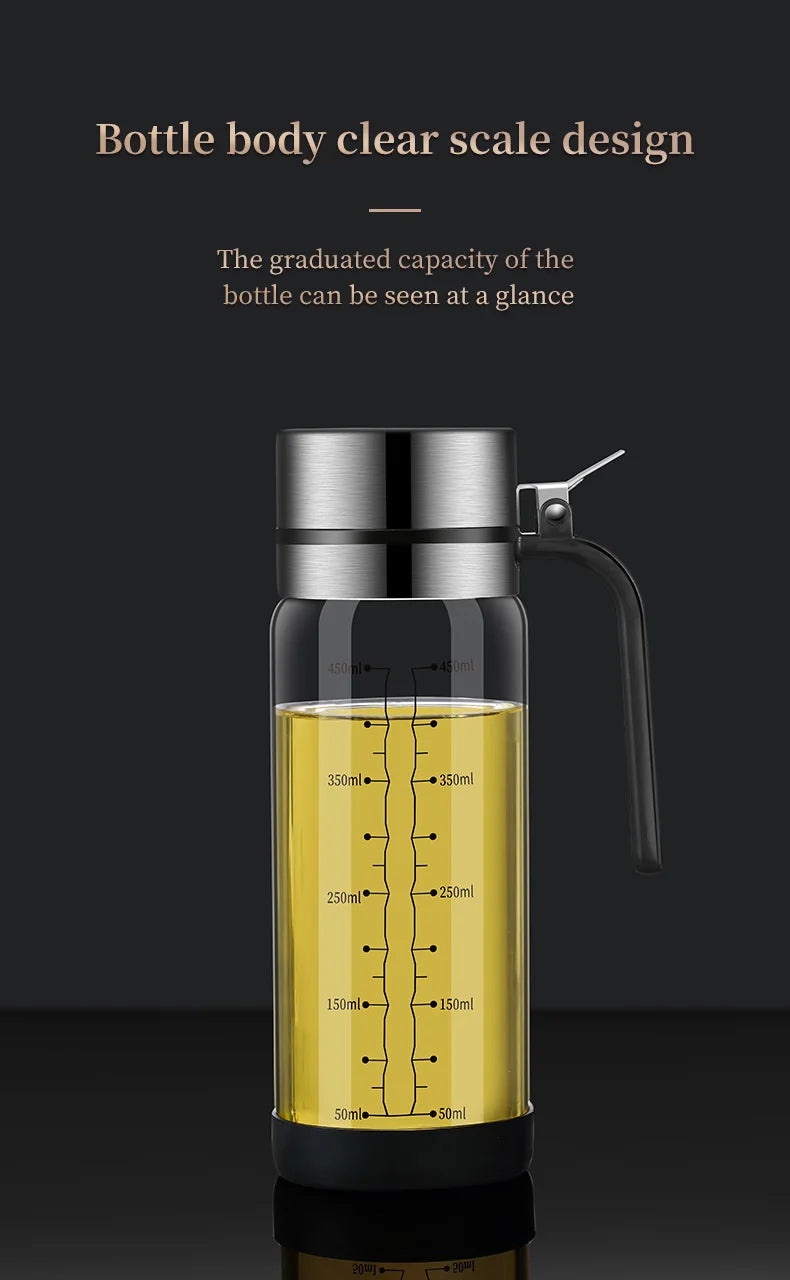 Glass Oil Bottle & Seasoning Set Leakproof Soy Sauce & Vinegar Pot