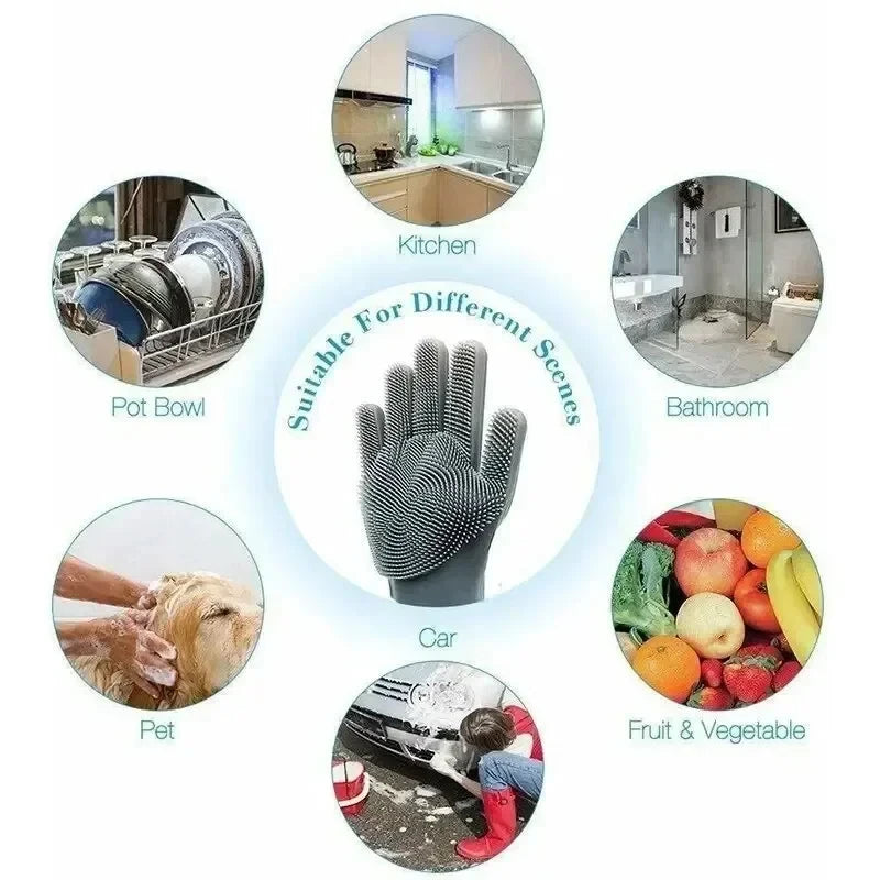 Silicone Dishwashing Gloves Magic Scrubber Gloves