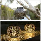 Solar LED Hanging Lantern Waterproof Outdoor Projection Garden Light