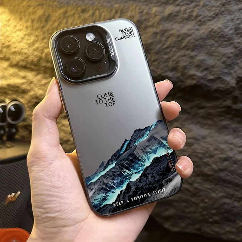 Snow Mountain Sunset Electroplate Case for iPhone 11 12 13 14 15 16 17