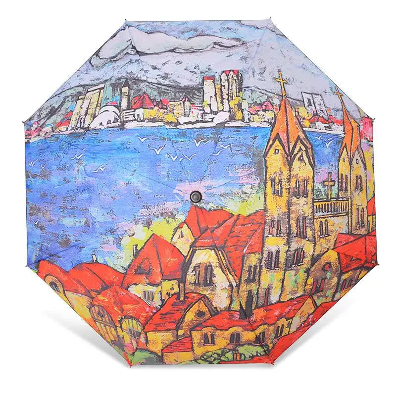Buy Blue Sky Clouds Folding Umbrella UV Protection Parasol