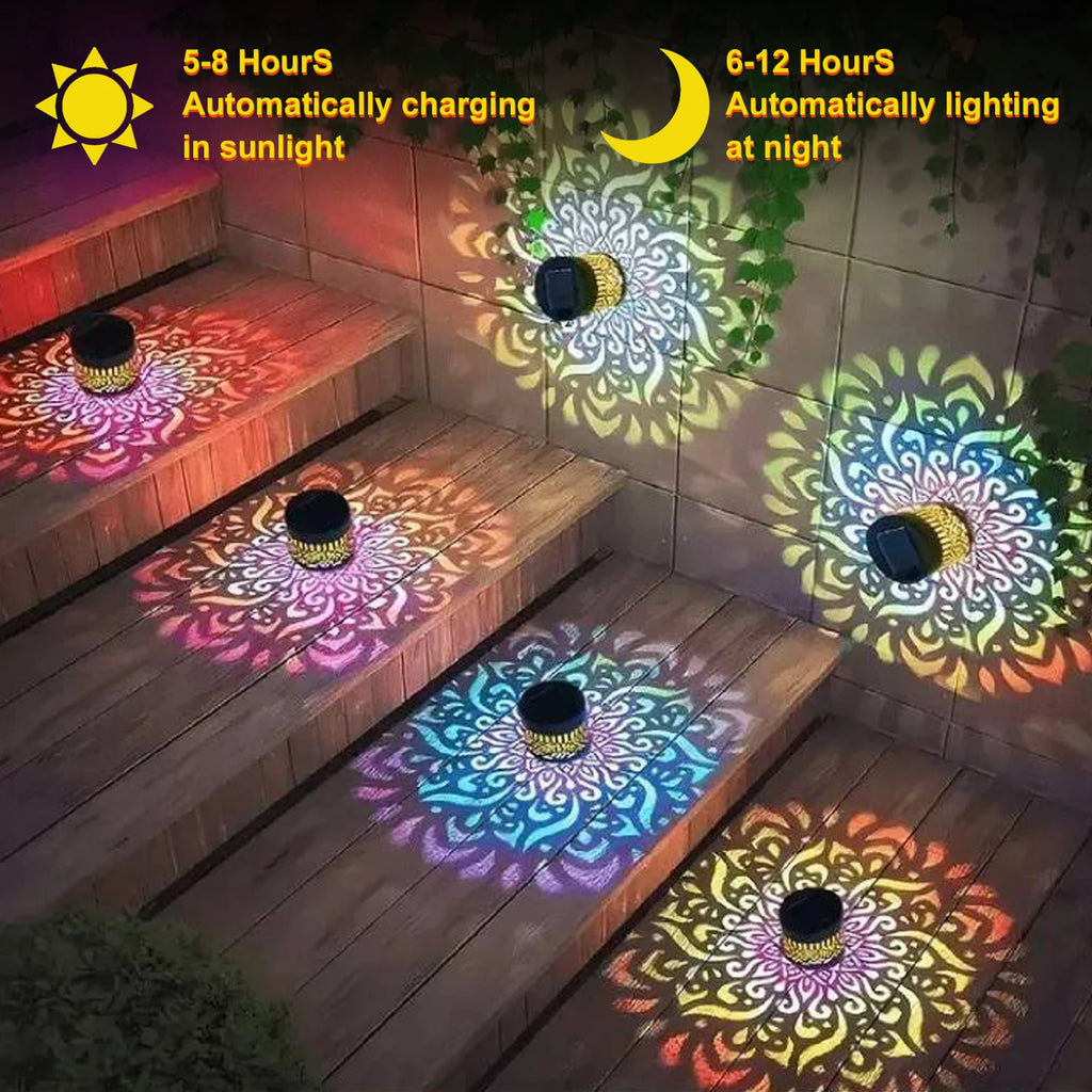 Solar Flower Fence Light Waterproof Metal Garden Wall Lantern