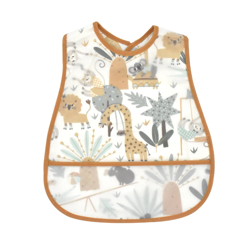 Cartoon EVA Waterproof Baby Bib with Pocket Feeding Apron