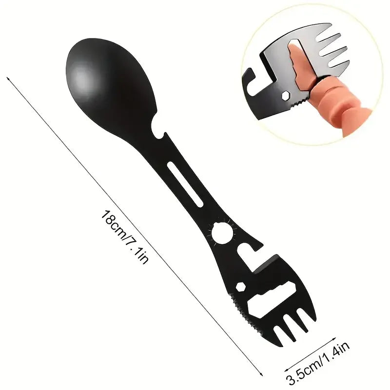 Outdoor Camping Fork Spoon Tool with Bottle Opener Portable Travel Cutlery