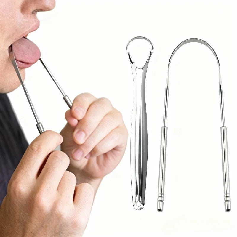 Reusable Stainless Steel Tongue Scraper Fresh Breath Oral Hygiene Tool