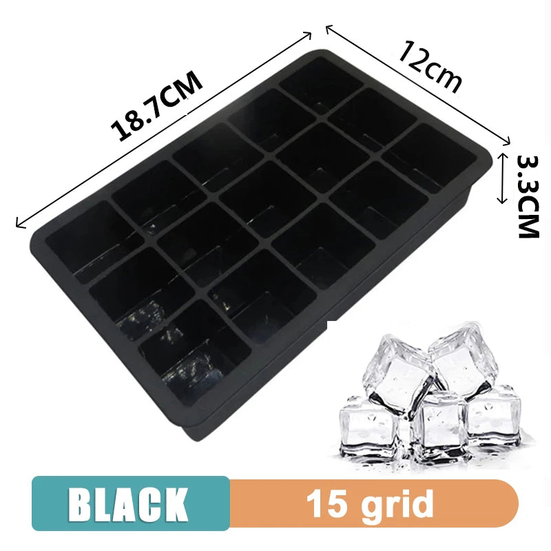 Large Silicone Ice Cube Tray Jumbo Square Ice Maker Mold (4/6/8/15 Grid)