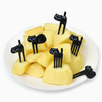 6PCS Black Cat Fruit Fork Set Cute Kids Bento Snack Forks