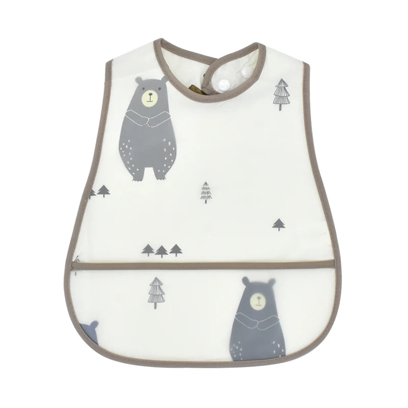 Cartoon EVA Waterproof Baby Bib with Pocket Feeding Apron
