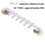 White Suction Cup Hook Rack 6-Row No-Drill Corner Wall Hanger